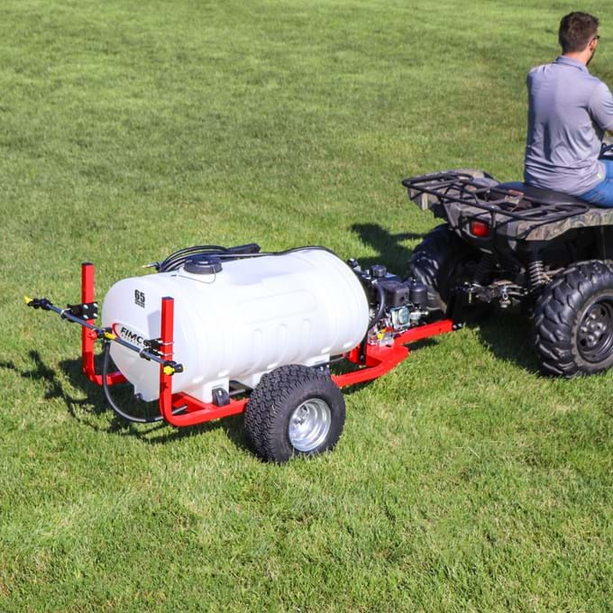 FIMCO 65 Gallon Trailer Sprayer with 4 Roller Pump and Broadcast Nozzles